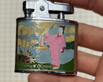 Encendedor vintage en funcionamiento / Pingüino / Japón / Okinawa / Años 50 / Mediados de siglo / McM / Esmalte / Art Déco / Cigarrillo / Para hombre y mujer / Gasolina