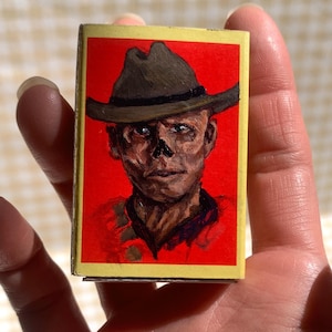 Fallout Ghoul / Malowanie akrylowe / Pocket Ghoul / Radioaktywny portret człowieka / Pudełko zapałek / Nie cenzuruj mnie Etsy / Halloween
