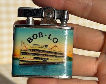 Working Vintage Lighter / Bob-Lo Cruise Ship / 1950s 50s Mid Century Picture / Retro / Blue /Illustrated / McM Mid Century Gift / Rare