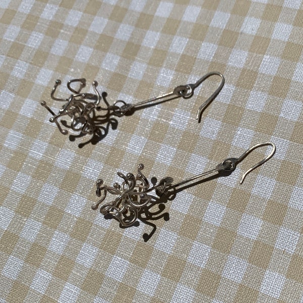 Vintage Sterling Silver Atomic Burst Earrings / Hand Made / Boho / Eclectic / Science / Physics / Ladies Jewelry Gift / Artsy / Teacher