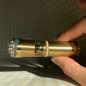 Working Vintage Lighter / Gold Tone + Jeweled Rhinestone / Mid Century 1950s 60s / Fancy Ladies Cigarette / Joint / Gift / Wick / Flint