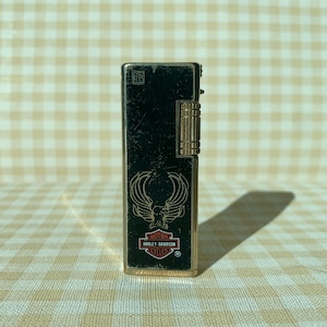 Non Functional Vintage Harley Davidson Butane Lighter for Parts or Repair / 1980s 80s Korea / Cigarette / Motorcycle / Biker / Black Gold