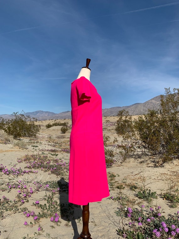 Hot Pink 100% Virgin Wool Midi Dress / Act III Vi… - image 8
