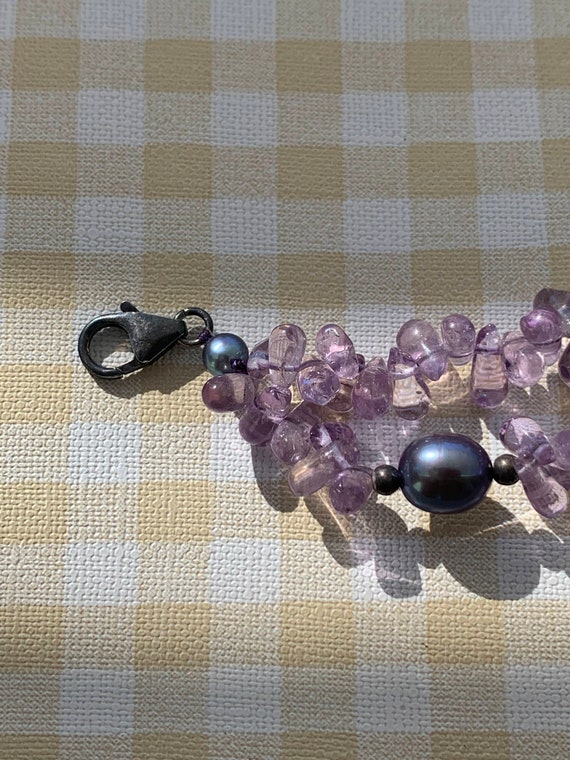 Amethyst and Fresh Water Black Pearl with a Sterl… - image 8