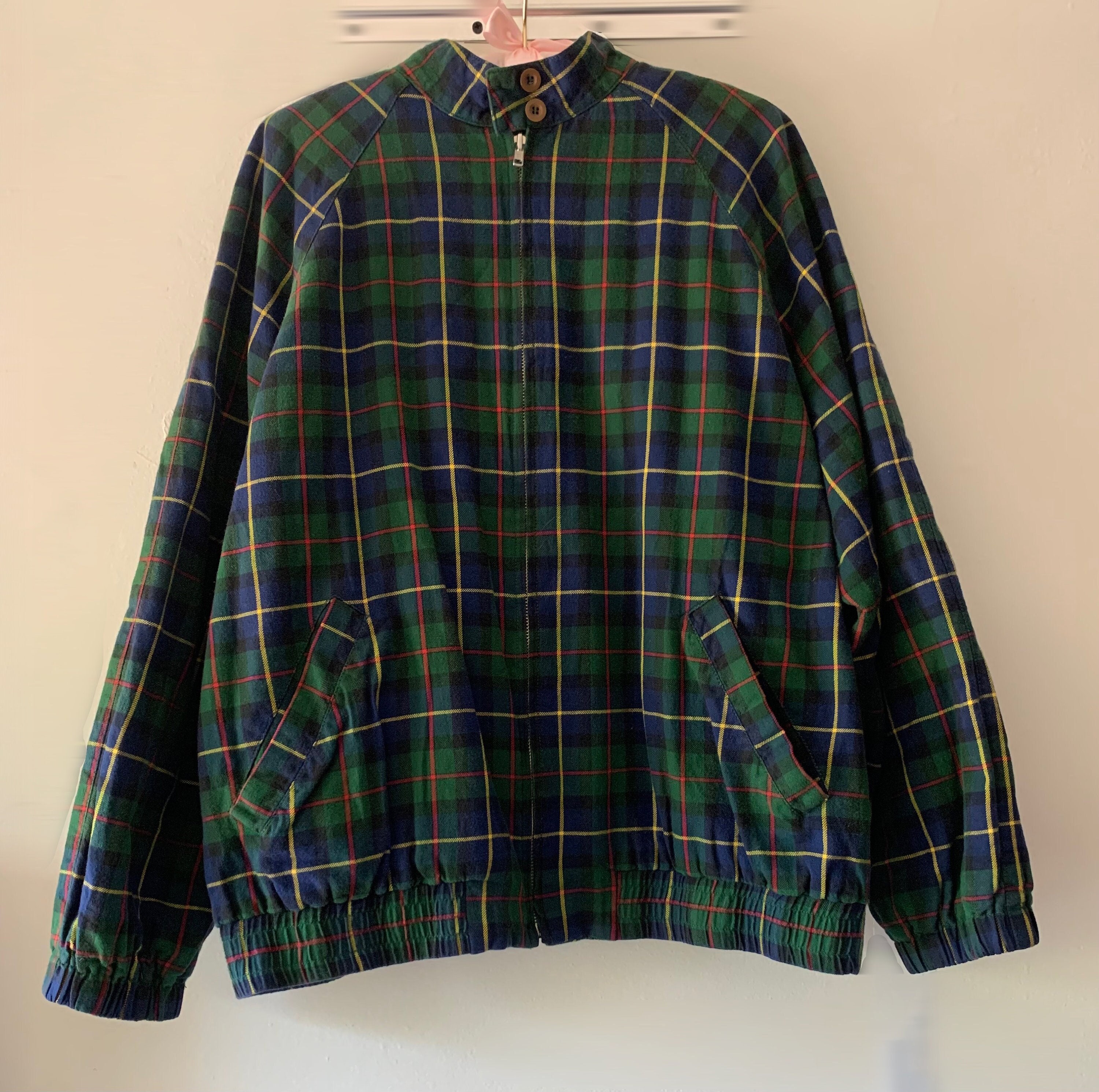 Green and shop blue plaid jacket