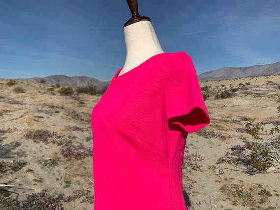Hot Pink 100% Virgin Wool Midi Dress / Act III Vi… - image 4