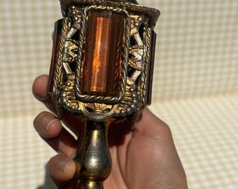 Working Vintage Lighter / Ornate / Brass Copper Tone Jeweled / Art Deco / Hollywood Regency / Mid Century / Retro / 1960s 60s / 1950s 50s
