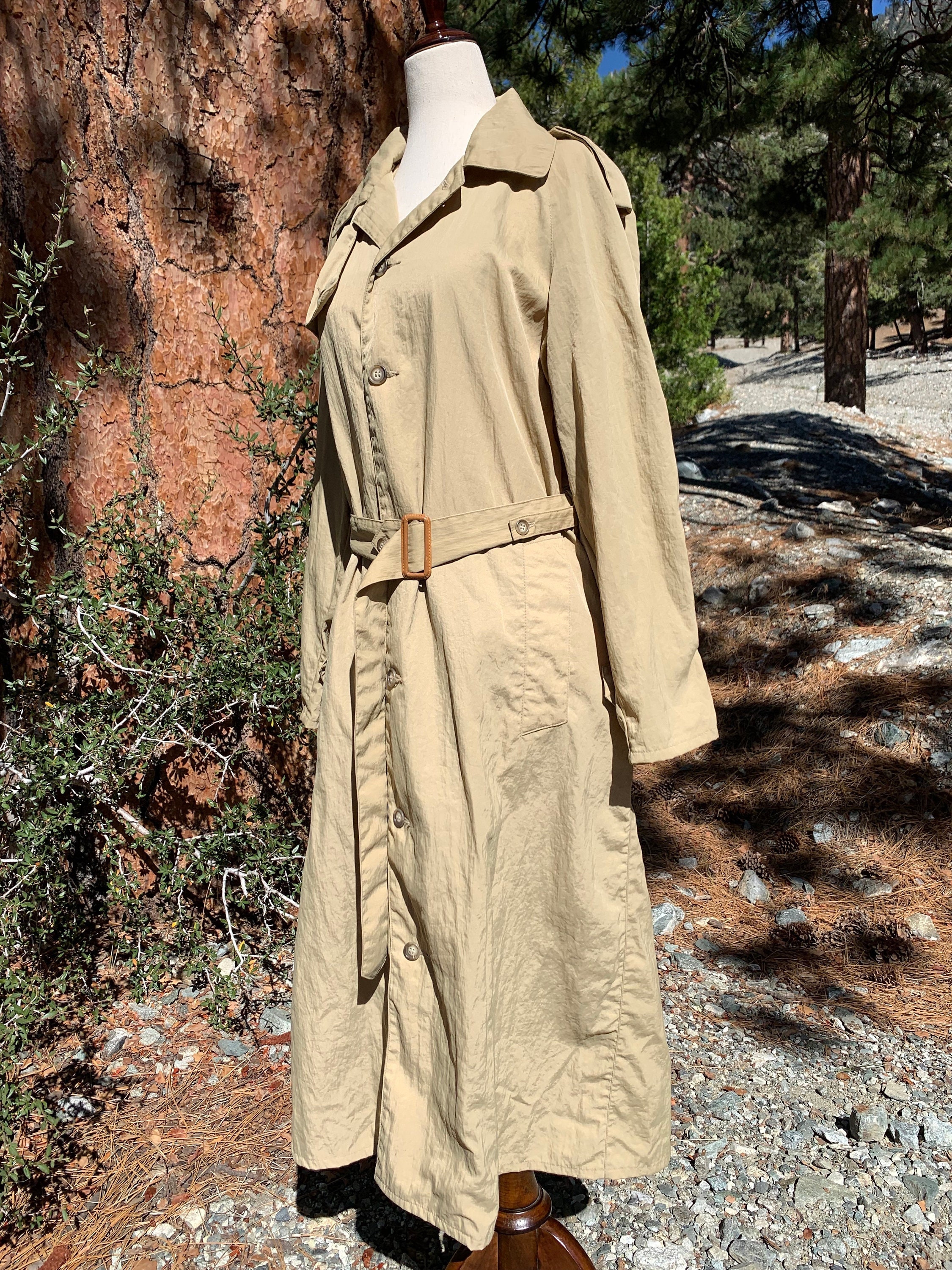Vintage Banana Republic Trench Coat Khaki Nylon Made in British Hong Kong XS Unisex Etsy Australia