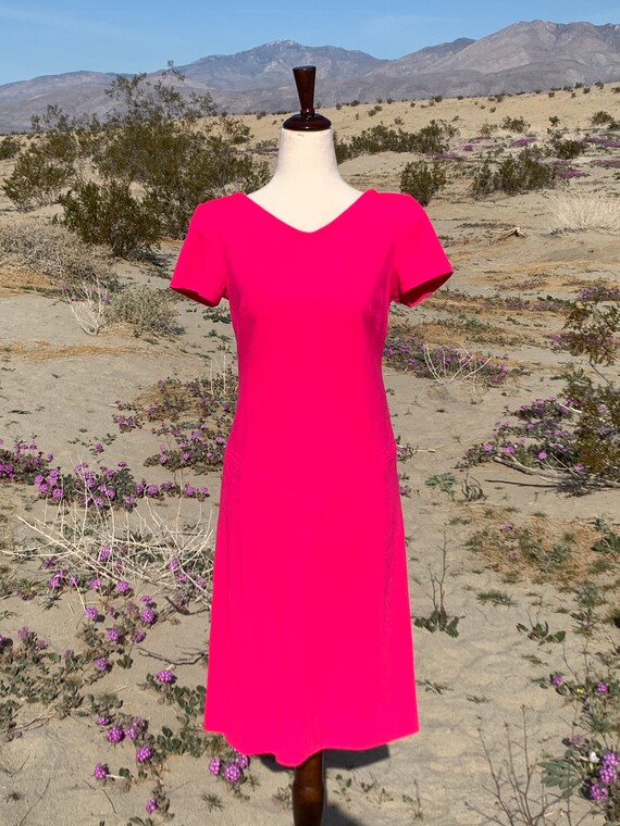 Hot Pink 100% Virgin Wool Midi Dress / Act III Vi… - image 1