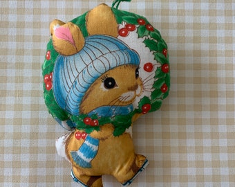 Vintage Bunny Rabbit Plush Christmas Ornament / Mid Century / 1950s 1960s / Cute / Cottagecore / Retro / 50s 60s / Tree / Holiday / Gift