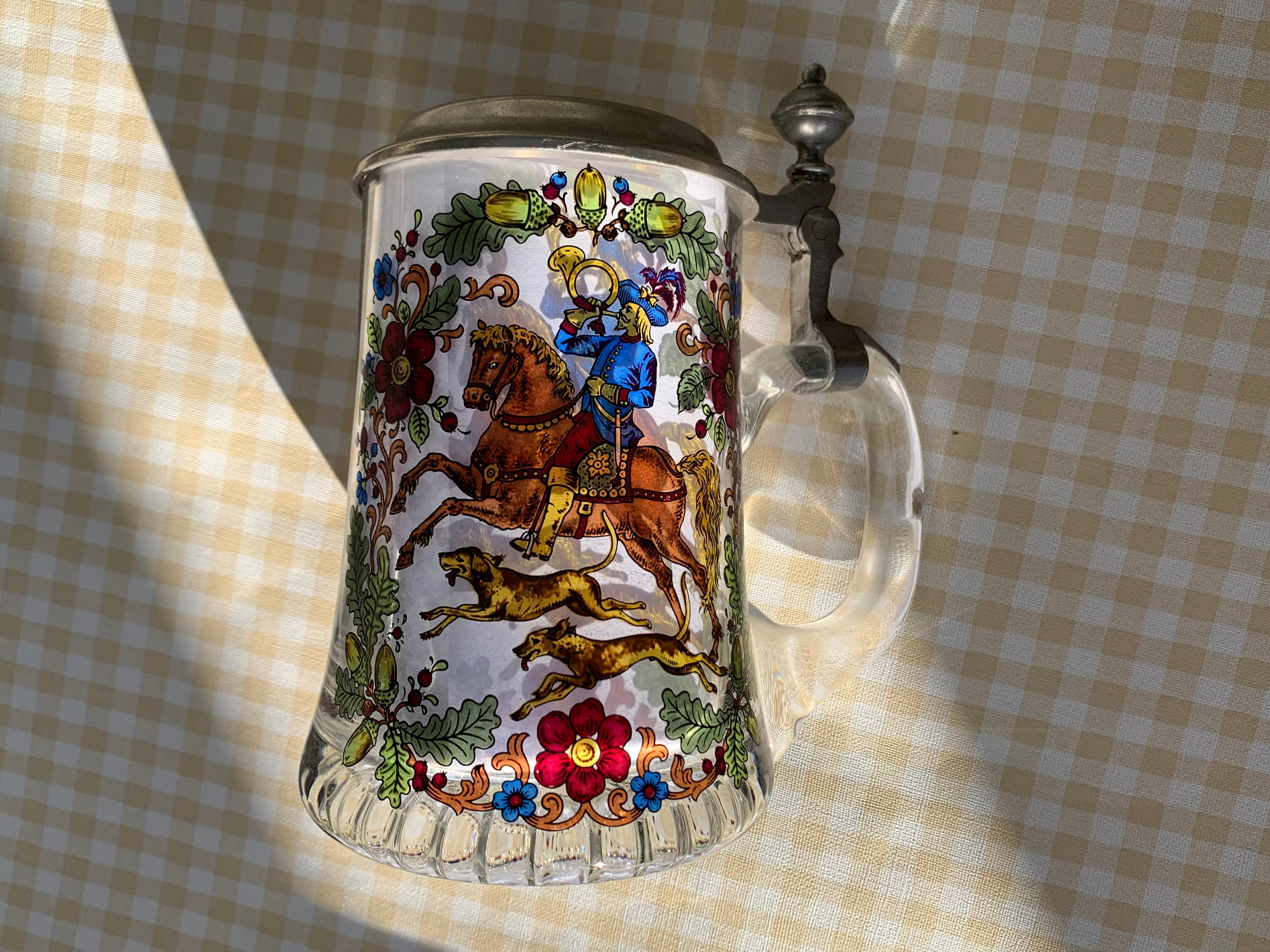 Vintage Rein Zinn Stained Glass Beer Mug / Stein With for Etsy
