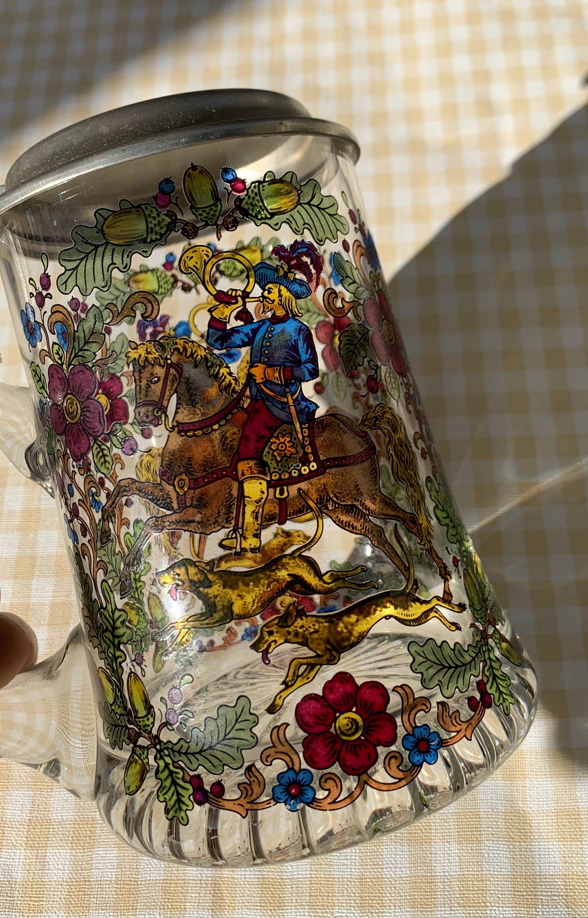 Vintage Rein Zinn Stained Glass Beer Mug / Stein With for Etsy