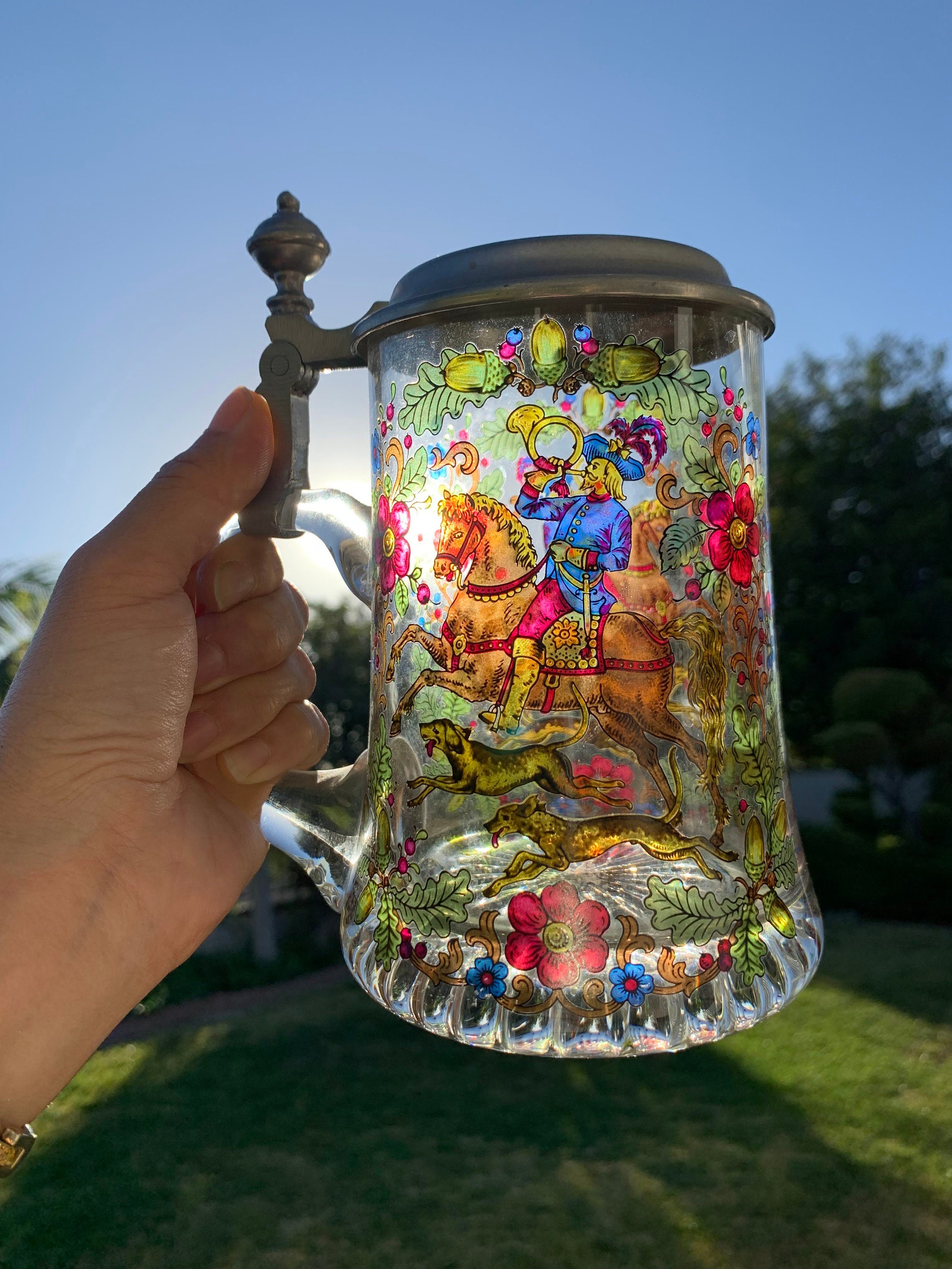 Vintage Rein Zinn Stained Glass Beer Mug / Stein With for Etsy