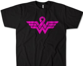 Breast Cancer Awareness T-Shirt | Wonder Woman Ribbon, Neon Pink