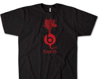 Beets Audio T-Shirt, Funny Headphones Beet Lover Parody Tee! Super Soft Crew Neck Tee, Gift Idea for Musicians or Vegans!