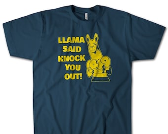 Llama Said Knock You Out T-Shirt | Funny 80s Hip Hop Parody Tee