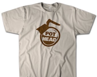 Coffee Pot Head T-Shirt, Funny Caffeine Addict Coffee Lover Tee! 4.3 Ounce Comfy Cotton Vintage Feel Goodness. Gift For All Coffee Lovers!