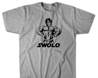 Han Swolo T-Shirt, Funny Gym Weightlifting Shirt, Star Wars Han Solo Parody Tee. Super Soft Premium Cotton Shirt, Nerd Humor Gift Idea