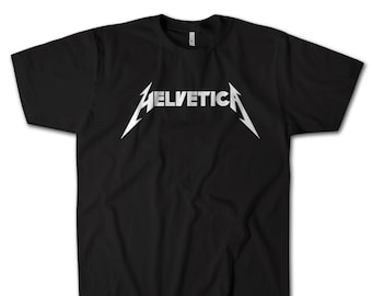 Helvetica Metallica Font Spoof T-Shirt | Graphic Designer Gift
