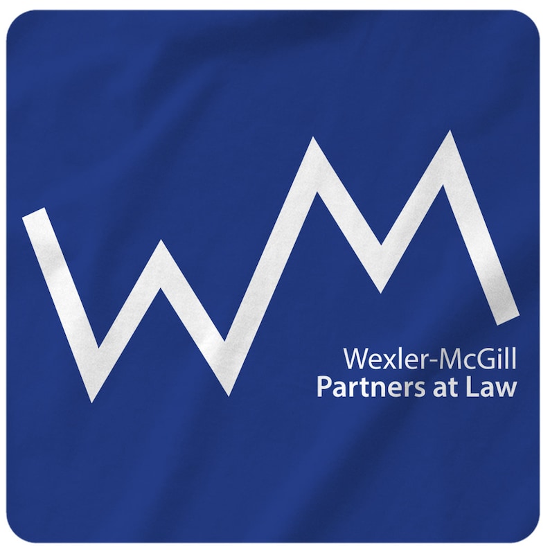 May include: A blue square with a white stylised "W" and "M" logo. The text "Wexler-McGill Partners at Law" is below the logo.