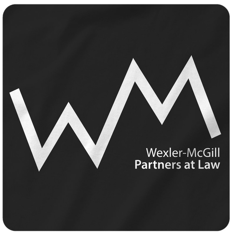 May include: A black and white logo for Wexler-McGill Partners at Law. The logo features a stylised "W" and "M" intertwined.