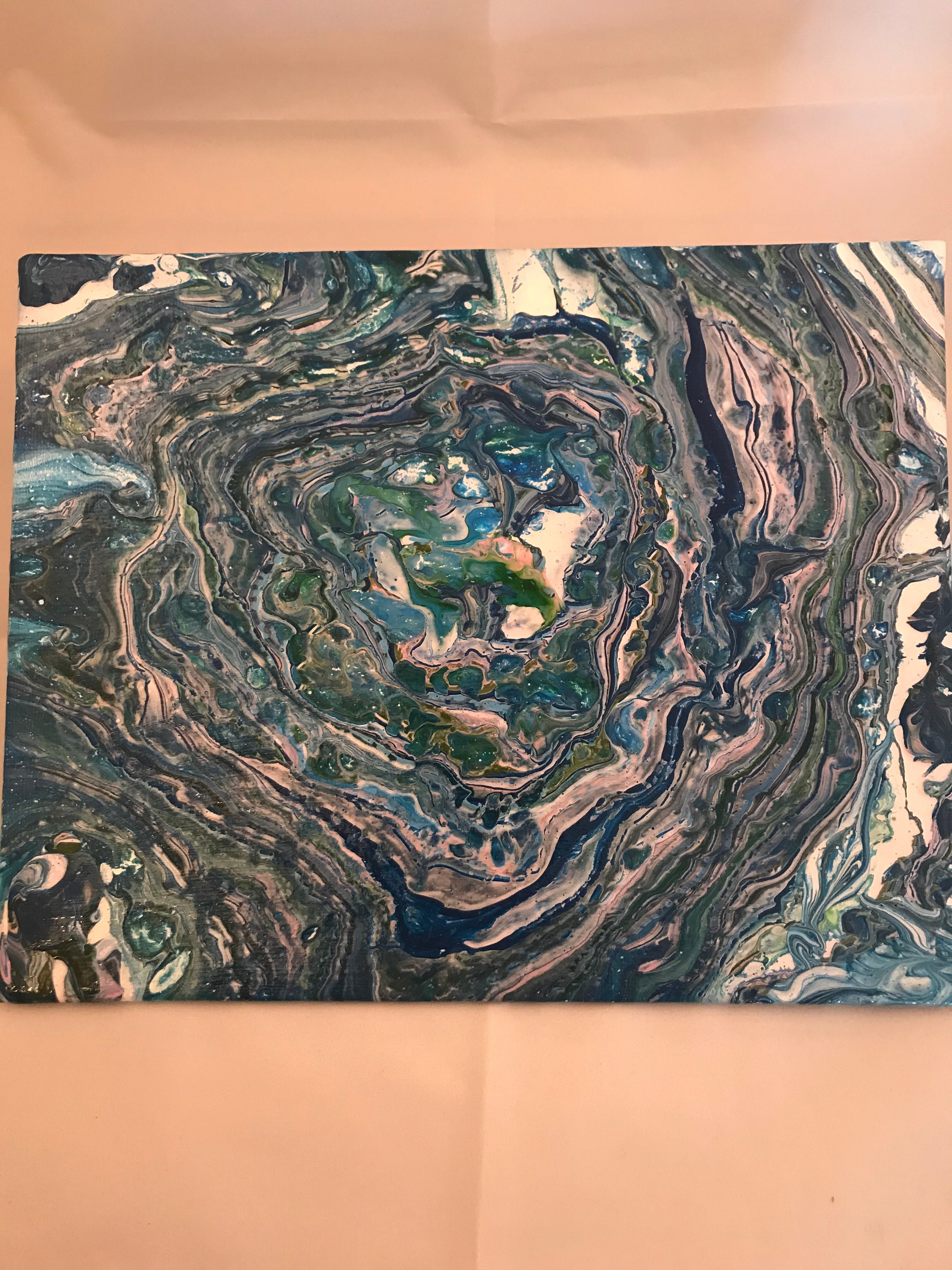 Blue Dreams. Original Abstract Acrylic Fluid Art Painting on canvas