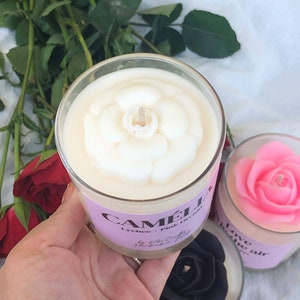 CAMELIA / Lichi y Orquídea Rosa Perfumada / Vela Perfumada / Vela Floral / Vela de Flores / Regalo Nupcial / Hermoso Regalo / Vela de Tarro de Vidrio