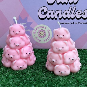 Piggy Tower-kaars | Stapel varkentje| Schattige varkenskaars| Varkenskaars| Kaars in varkensvorm| Leuke kaars| Woondecoratie| Bureaudecoratie| Leuke varkenskaars