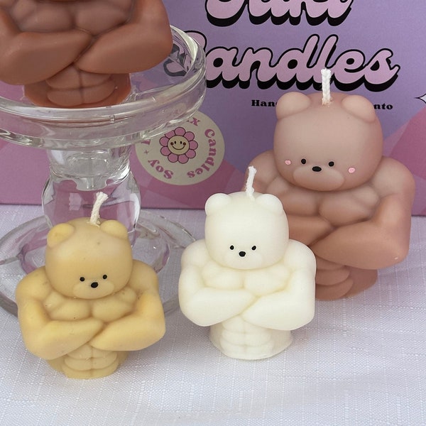 Large Muscle Bear Candle| Gym Teddy Candle|Buff Teddy Candle | Macho Bear | Gym Bear | Unique Candle|Teddy Bear Candle| Unique Gift