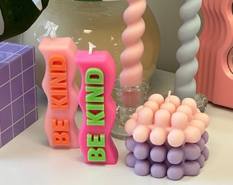 Be Kind Candle| Funky Candle| Letter Candle|Wavy Candle|  Be Kind| Decorative Candle| Soy Candle| Beeswax Candle | Cute Candle