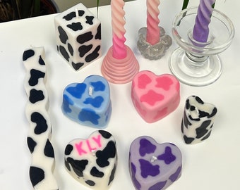 Cow Print Candles|Custom Cow print Candle| Funky Candle|Unique Candle| Cuboid Candle|  Animal Print|Animal Themed| Gift for her|