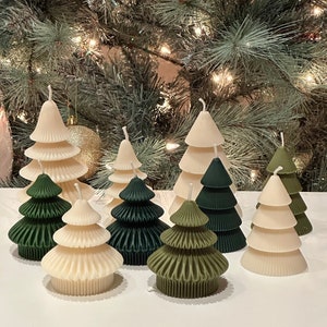 Ribbed Christmas Tree Candle| Christmas Candle| Christmas Home Decor| Christmas Gift| Unique Christmas Gift| Holiday Decor