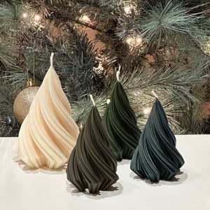 Swirl Christmas Tree Candle| Christmas Candle| Christmas Home Decor| Christmas Gift| Unique Christmas Gift| Holiday Decor