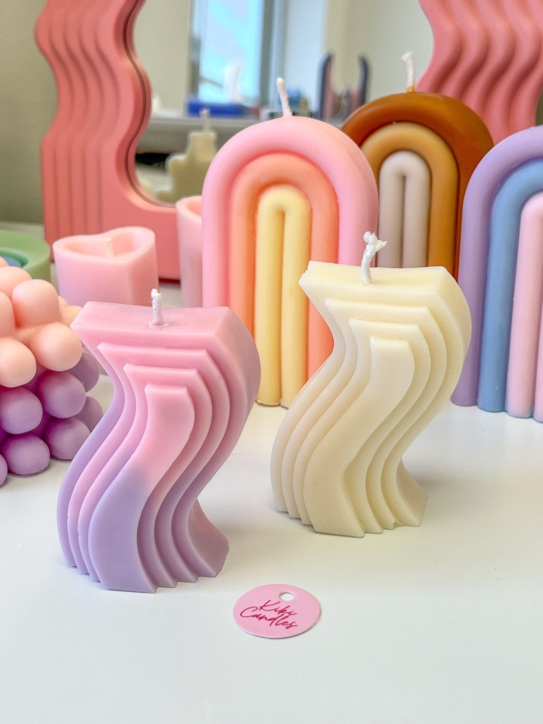 Wavy Candle Tie Dye Candle Geometric Wavy Candle Aesthetic Candle