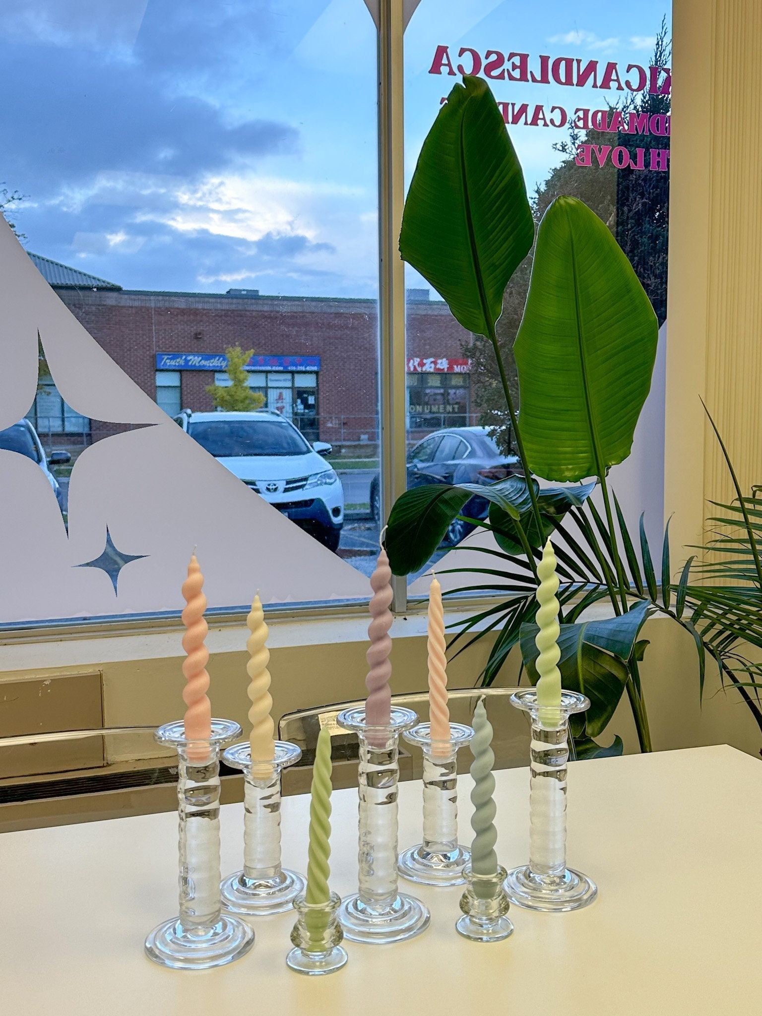 Glass Taper Candle Holders Taper Candle Holder Glass Candle Etsy