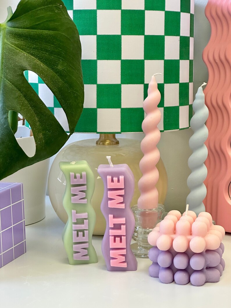 Melt Me Candle Funky Candle Letter Candlewavy Candle Melt Etsy