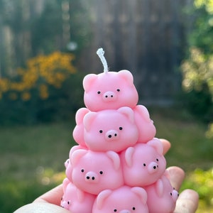 Piggy Tower Candle Pile of Piggy Cute Piggy Candle Pig Candle Pig Shape
