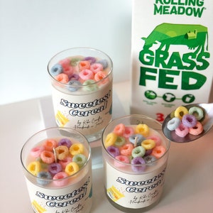 Scented Fruit loops candle|Cereal Candle| Fruity candle |Dessert Candle| Home decor| Cute Gift| Gift for her| 7.5oz candle| Fake food candle