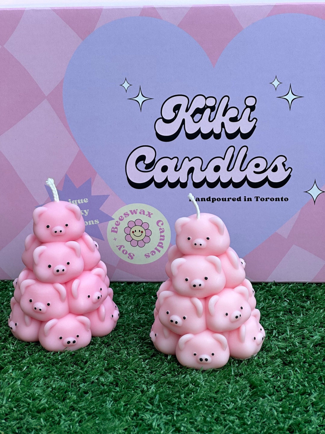 Piggy Tower Candle Pile of Piggy Cute Piggy Candle Pig Candle Pig Shape