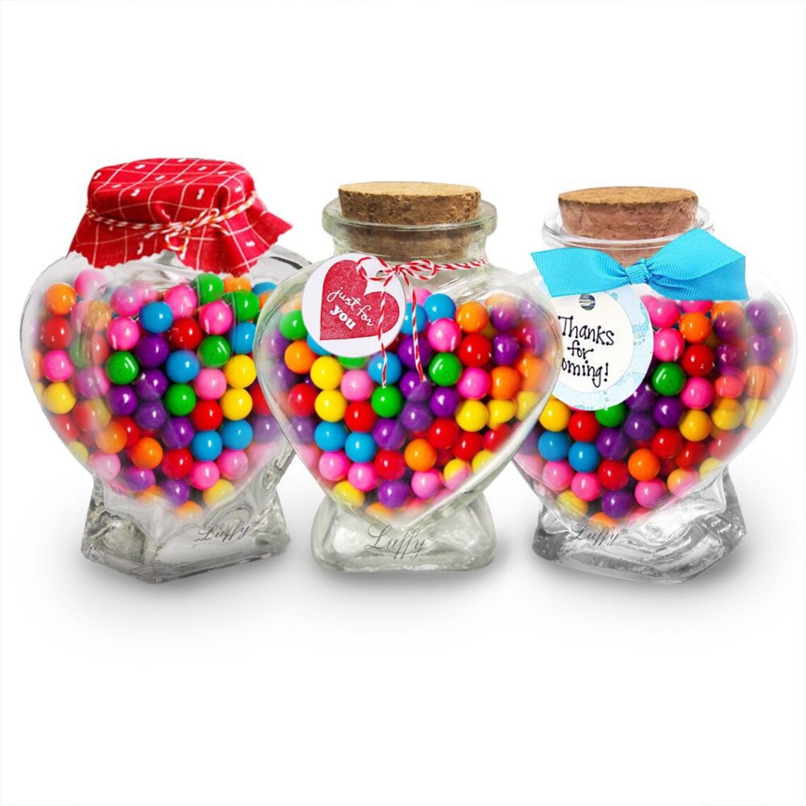 5 Empty Heart Glass Jars Etsy