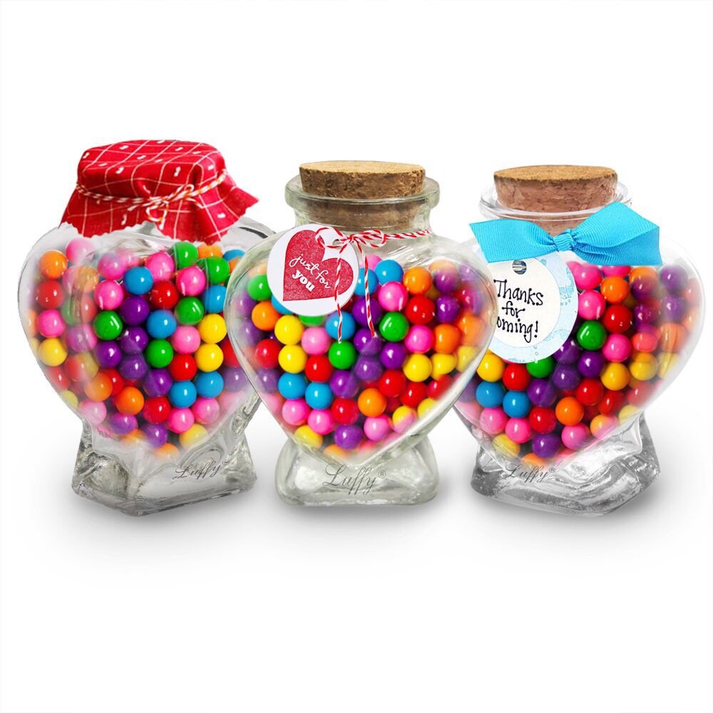 5 Empty Heart Glass Jars Etsy