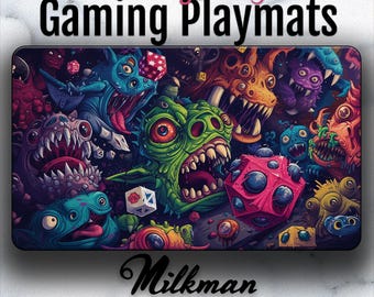 Goblin MTG Playmat – Psychedelic Dice Goblins on an Acid Trip | Fantasy Gaming Desk Mat | Funny TCG Playmat for Goblin Commanders