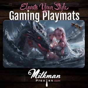 Anime Girl MTG Playmat: Gothic Dragon Waifus TCG Playmat with Carrier Included