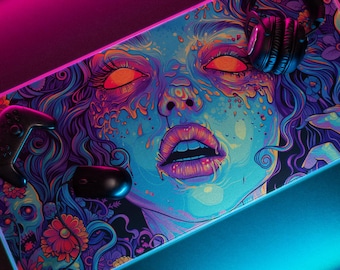 RGB Gaming Mouse Pad: Gothic Zombie Girl - Dia De Los Muertos Desk Mat