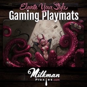 Anime Girl Tentacle Monster MTG Playmat - Stitched Edge Waifu Deskmat