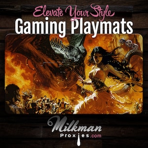 MTG Dragon Playmat: Dragon Mage&#39;s Vengeance, Stitched Edge Neoprene edh Commander Mat