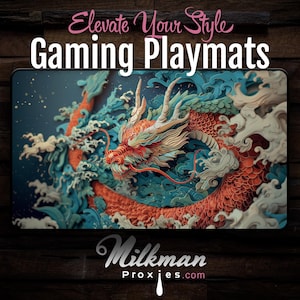 Dragon Playmat MTG – Japanese Kirigami Dragon TCG Playmat Gaming Desk Mat with Paper-Cut Fantasy Art - MTG Playmat Dragon - Edh Commander
