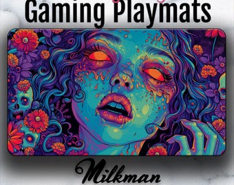 Tapete de juego de Magic: The Gathering con temática de zombis / Tapete de escritorio reactivo a la luz LED y luz negra / Para fans del Día de los Muertos