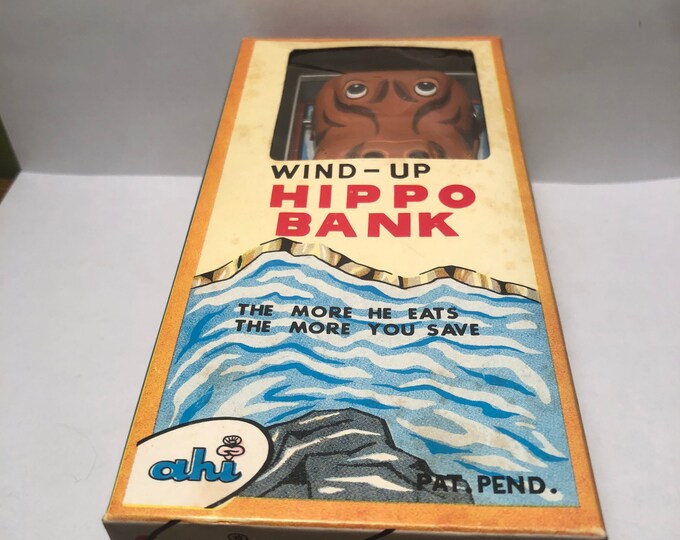 Early 1960s Ahi Windup Hippo Bank Etsy