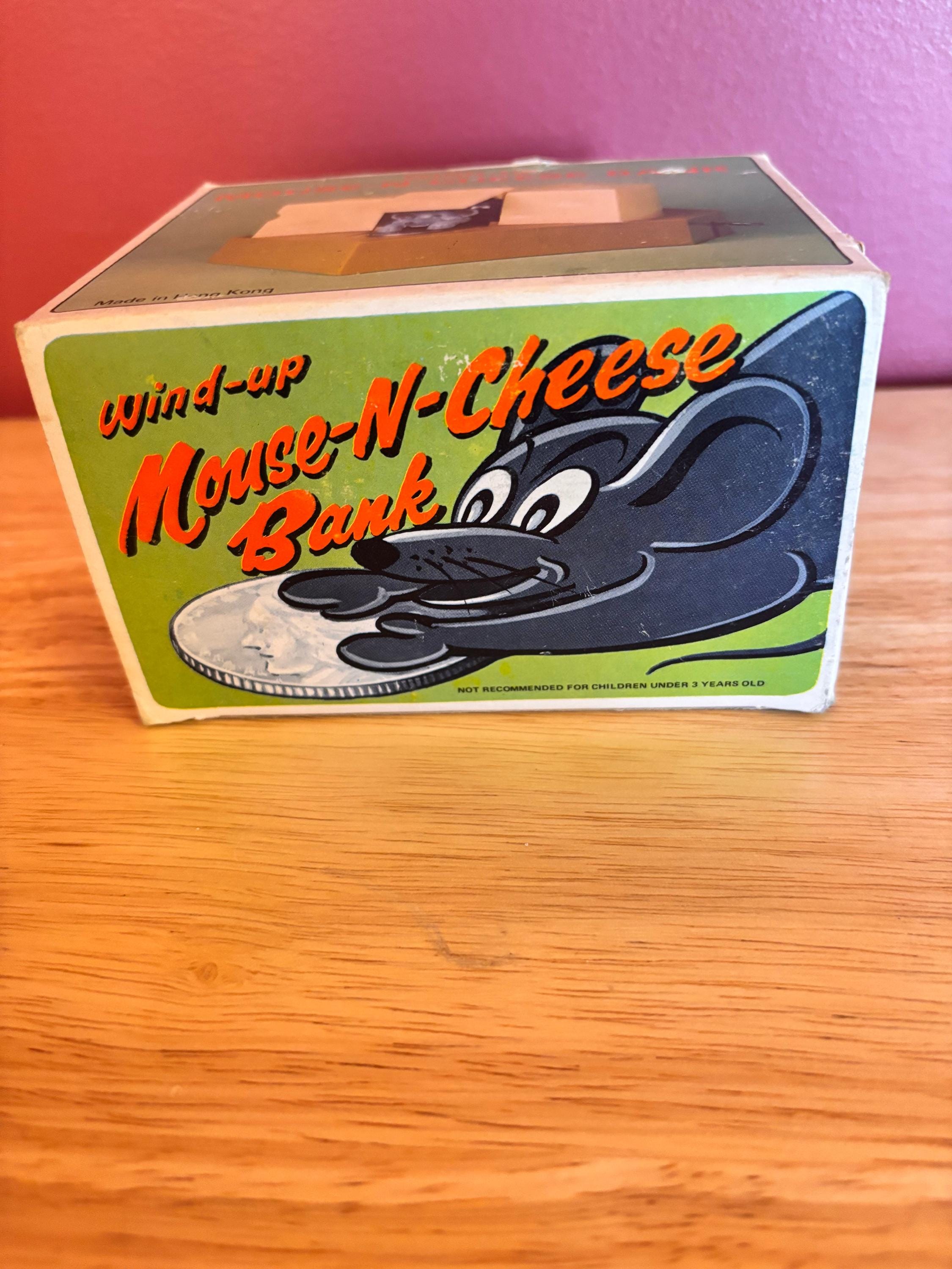 Vintage Mouse-n-cheese Wind-up Coin Bank, Everlast Hong Kong